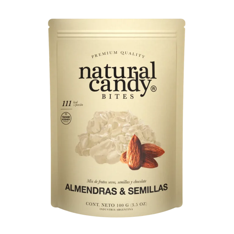 Bite Almendras y Semillas Bañadas Chocolate Blanco de Natural Candy, 100 g