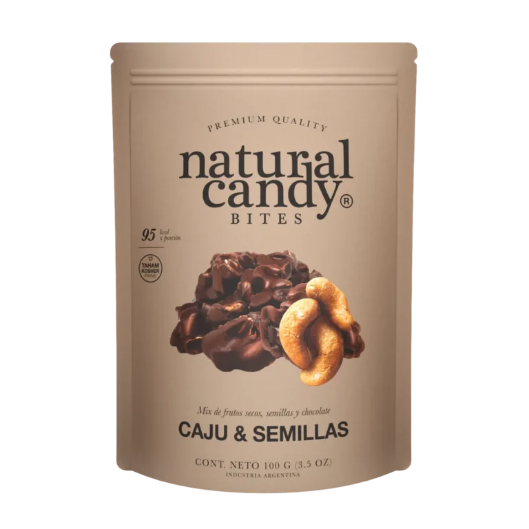 Bite Caju y Semillas Bañadas Chocolate Negro de Natural Candy, 100 g