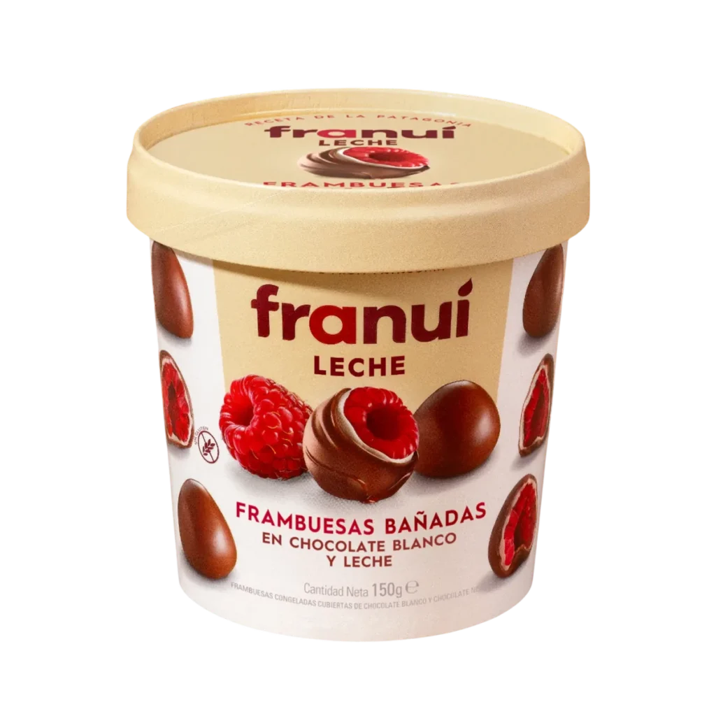Frambuesas Bañadas en Chocolate con Leche de Franuí, 150 g