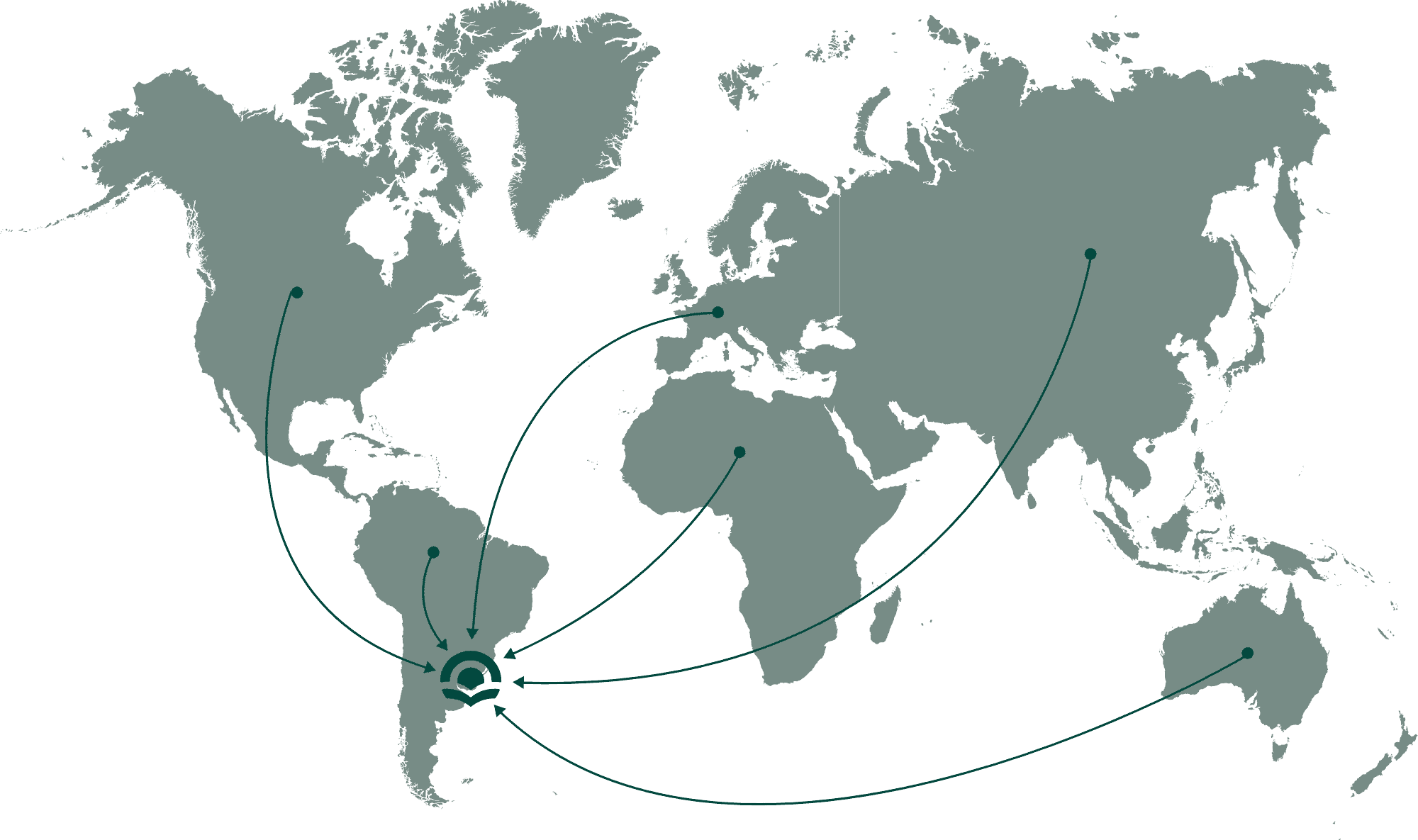 Mapa de los orígenes de importación de Maosol hacia Uruguay