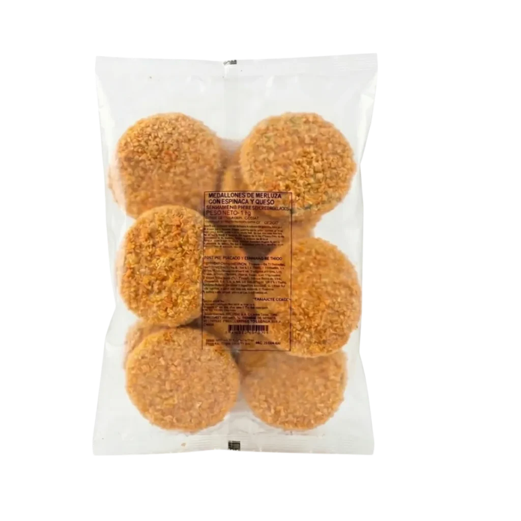 Medallones de Merluza Rellenos Espinaca & Queso de Solimeno, 1 kg